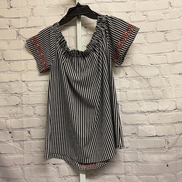 ANTHROPOLOGIE - THML - Stripe and Floral Off the Shoulder Blouse - Picture 2 of 5